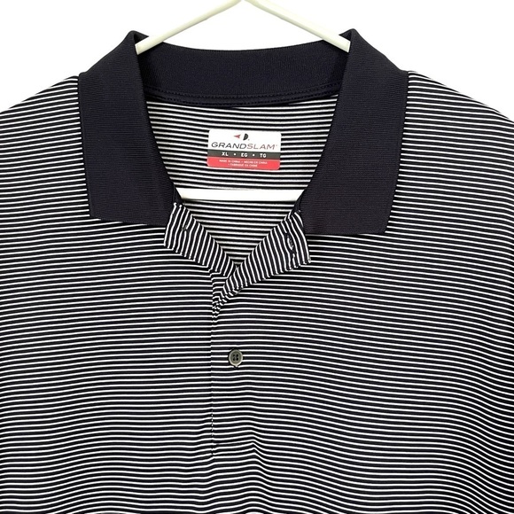 Grand Slam Men’s Navy & White Striped Polo Shirt Size XL - Picture 3 of 9